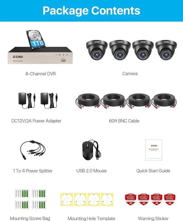 Alt view image 2 of 7 - Gadpiparty ZOSI 3K Lite Security Camera System with 1TB Hard Drive,AI Human/Vehicle Detection,Night Vision,H.265+ 8Channel HD TVI DVR Recorder,4pcs 1080P HD 1920TVL Indoor Outdoor Surveillance CCTV D