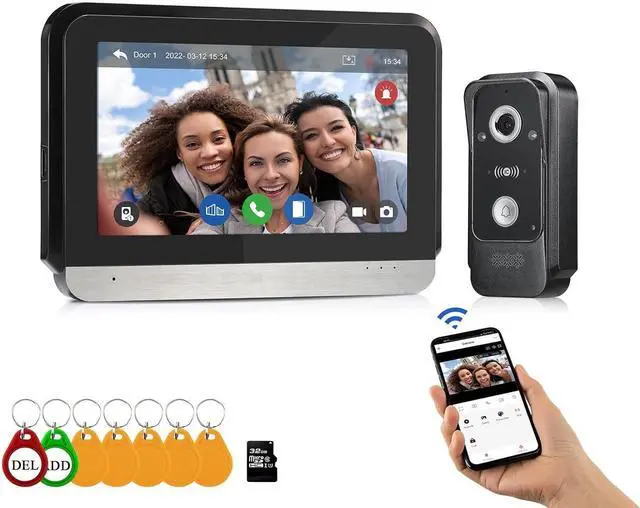 Main image of Gadpiparty WiFi Wired Video Doorbell System, 7 Inch Ring Video Doorbell Camera with Monitor, Support Two-Way Intercom Tuya APP Monitor Remote Unlock & 1080 HD IR Night Vision for Villa Home Office Ap