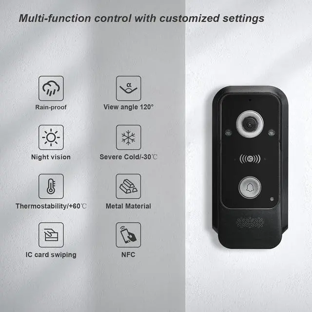 Alt view image 3 of 7 - Gadpiparty WiFi Wired Video Doorbell System, 7 Inch Ring Video Doorbell Camera with Monitor, Support Two-Way Intercom Tuya APP Monitor Remote Unlock & 1080 HD IR Night Vision for Villa Home Office Ap