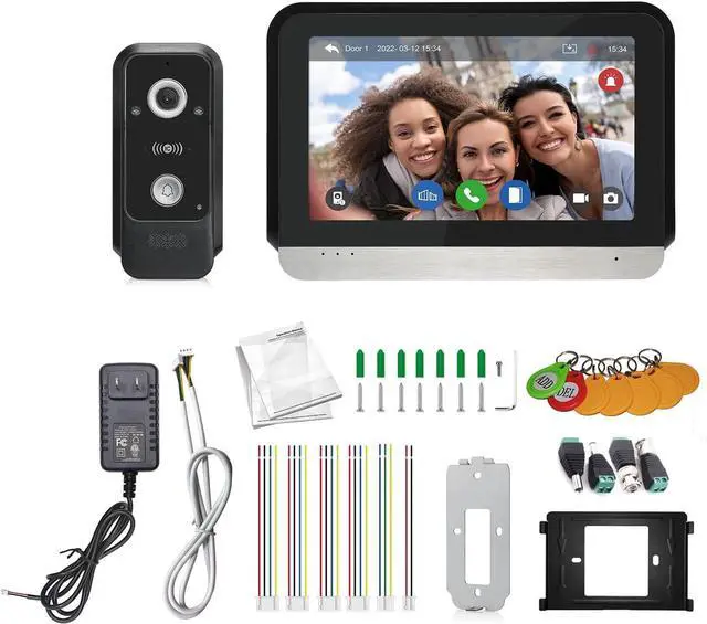 Alt view image 2 of 7 - Gadpiparty WiFi Wired Video Doorbell System, 7 Inch Ring Video Doorbell Camera with Monitor, Support Two-Way Intercom Tuya APP Monitor Remote Unlock & 1080 HD IR Night Vision for Villa Home Office Ap