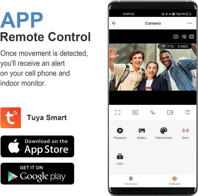 Alt view image 5 of 7 - Gadpiparty WiFi Wired Video Doorbell System, 7 Inch Ring Video Doorbell Camera with Monitor, Support Two-Way Intercom Tuya APP Monitor Remote Unlock & 1080 HD IR Night Vision for Villa Home Office Ap