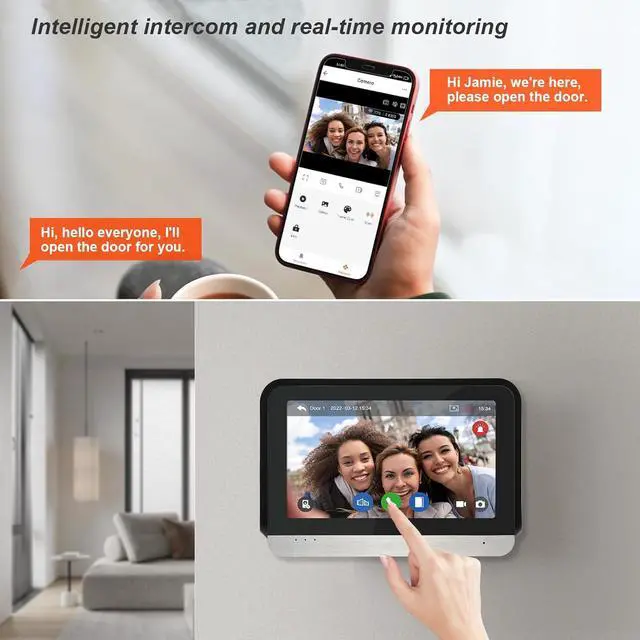 Alt view image 6 of 7 - Gadpiparty WiFi Wired Video Doorbell System, 7 Inch Ring Video Doorbell Camera with Monitor, Support Two-Way Intercom Tuya APP Monitor Remote Unlock & 1080 HD IR Night Vision for Villa Home Office Ap
