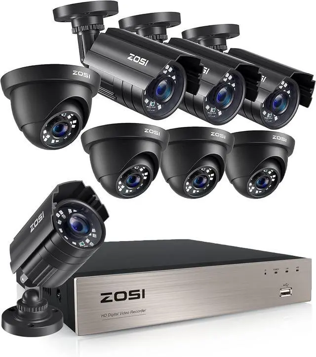 Main image of Gadpiparty ZOSI 1080p Home Security Camera System Indoor Outdoor, 8 Channel 1080P HD CCTV DVR Recorder and 8 x 1080p Weatherproof Surveillance Bullet Dome Camera, Remote Access, Motion Detection (No