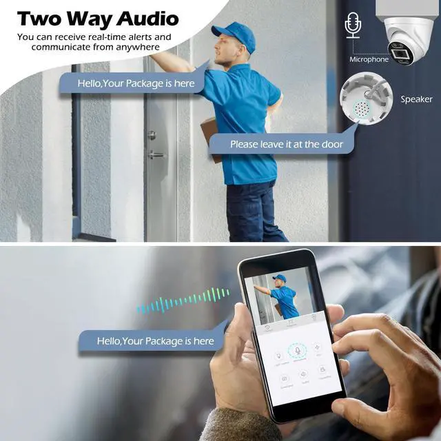 Alt view image 4 of 7 - Gadpiparty 8MP 2.8mm Wide Angle Lens 2-Way Audio Security Dome 4K Camera System,8CH With 3TB Hard Drive NVR & 4pcs 8MP POE Waterproof Camera for Home Security,AI Color Night Vision,24/7 Recording,APP