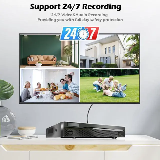 Alt view image 6 of 7 - Gadpiparty 8MP 2.8mm Wide Angle Lens 2-Way Audio Security Dome 4K Camera System,8CH With 3TB Hard Drive NVR & 4pcs 8MP POE Waterproof Camera for Home Security,AI Color Night Vision,24/7 Recording,APP