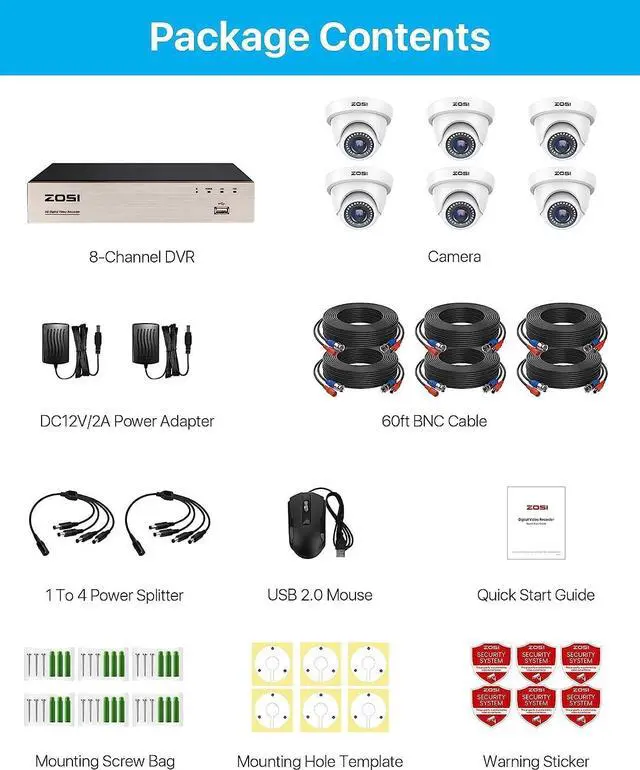 Alt view image 2 of 7 - Gadpiparty ZOSI 8CH 1080P H.265+ Home Security Camera System,5MP Lite 8 Channel CCTV DVR and 6pcs 1080P 1920TVL 2MP Outdoor Indoor Surveillance Dome Camera,80ft Night Vision,Motion Alerts,Remote Acce