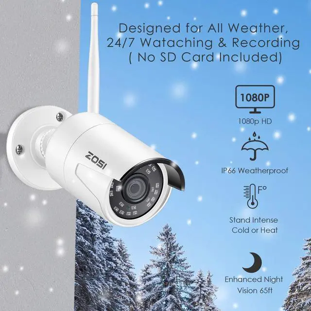 Alt view image 2 of 7 - Gadpiparty ZOSI 1080P Wireless Security Camera System H.265+ 8Channel 1080P CCTV NVR and 4PCS 2.0MP 1080P Weatherproof Bullet IP WiFi Cameras 65ft Night Vision, 2TB Hard Drive, Customizable Motion De