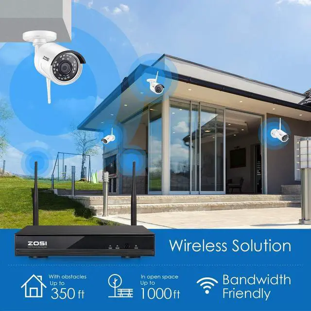 Alt view image 4 of 7 - Gadpiparty ZOSI 1080P Wireless Security Camera System H.265+ 8Channel 1080P CCTV NVR and 4PCS 2.0MP 1080P Weatherproof Bullet IP WiFi Cameras 65ft Night Vision, 2TB Hard Drive, Customizable Motion De