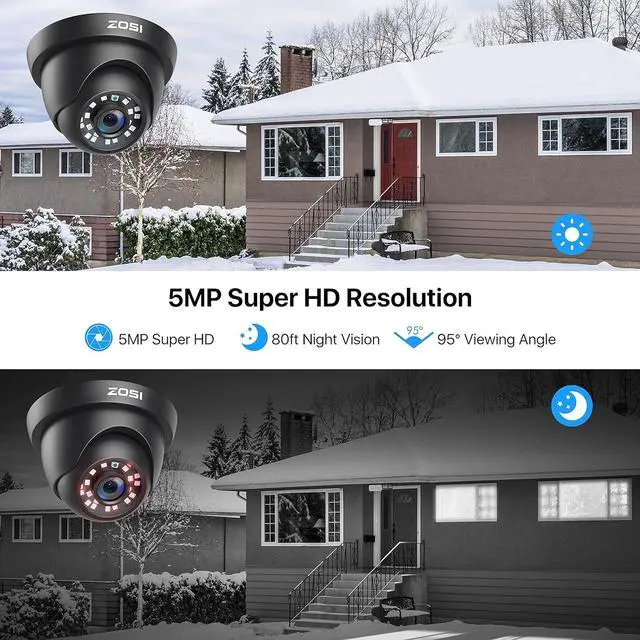 Alt view image 4 of 7 - Gadpiparty ZOSI H.265+ 5MP 2K PoE Security Camera System Outdoor Indoor,8 Channel PoE NVR with Hard Drive 1TB for 24/7 Recording and 4 x 5MP(2K) Weatherproof Dome PoE IP Cameras, Motion Detection, Al