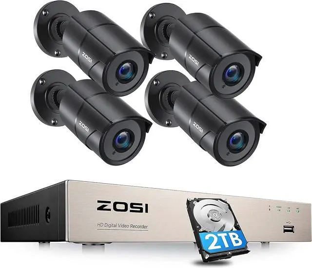 Main image of Gadpiparty ZOSI H.265+ 8CH 5MP Lite 4-in-1 Surveillance DVR Recorders with Hard Drive 2TB&4pcs 1080p Home Security 2MP 1920TVL HD-TVI Outdoor Indoor CCTV with 120ft IR Night Vision Surveillance Bulle