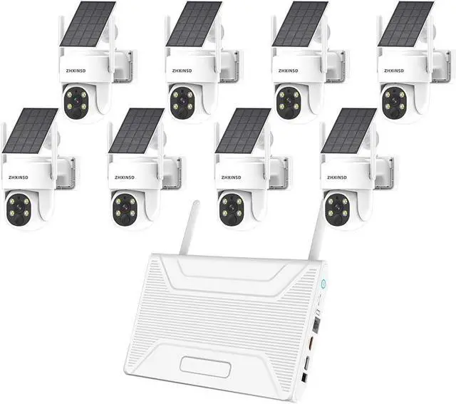 Main image of Gadpiparty PTZ Security Cameras Wireless Outdoor Solar Powered, Pan Tilt 360 View 10 CH Ultra 2K Home Security Camera System with 8PCS Cameras Human Detection Two Way Audio Color Night Vision 64G Sto