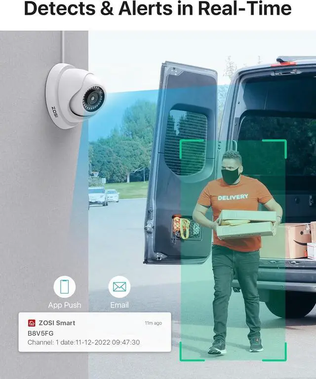 Alt view image 4 of 7 - Gadpiparty ZOSI 1080P H.265+ Home Security Camera System, 5MP Lite 8 Channel Surveillance DVR, 8 x 1080p Weatherproof CCTV Dome Camera Outdoor Indoor, Night Vision, Remote Access, 90° View Angle, 1TB