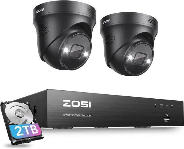 Main image of Gadpiparty ZOSI 4K PoE Home Security Camera System with Floodlight,8 Port 4K 16CH NVR with 2TB HDD,2pcs 8MP Outdoor Indoor Dome IP Cameras,Person Vehicle Detection,Night Vision,2 Way Audio,for 24/7 R