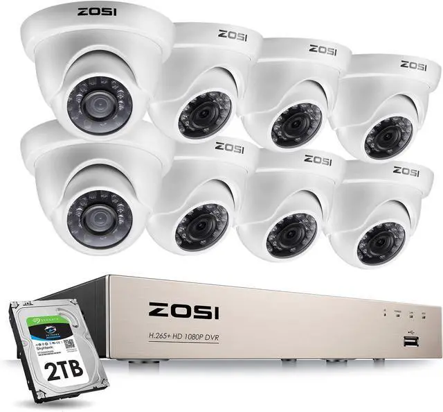 Main image of Gadpiparty ZOSI 8 Channel Full True 1080P HD-TVI DVR Recorder HDMI with 8X 1980TVL Surveillance Security Dome Camera System, 65feet Night Vision, IR Cut Built in -Quick Remote Access with 2 TB Hard D