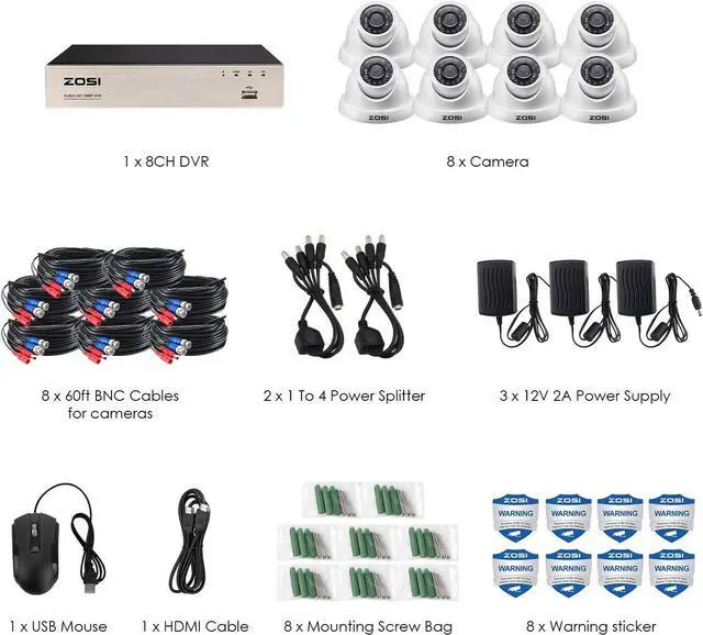 Alt view image 2 of 7 - Gadpiparty ZOSI 8 Channel Full True 1080P HD-TVI DVR Recorder HDMI with 8X 1980TVL Surveillance Security Dome Camera System, 65feet Night Vision, IR Cut Built in -Quick Remote Access with 2 TB Hard D