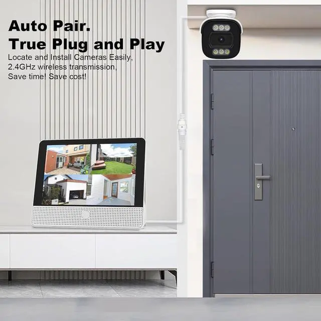 Alt view image 4 of 6 - Gadpiparty 16CH Expandable PoE Security Camera System with All-in-One 10.1" LCD 4K NVR Monitor, 4Pcs 5MP PoE Bullet Cameras, Smart Dual Light, Two Way Talk, Plug & Play, Human Vehicle Detection, 1TB