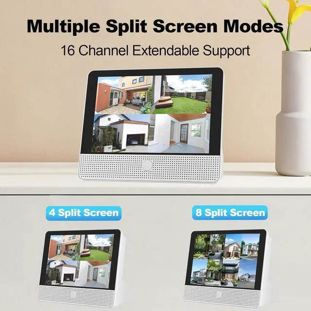 Alt view image 6 of 6 - Gadpiparty 16CH Expandable PoE Security Camera System with All-in-One 10.1" LCD 4K NVR Monitor, 4Pcs 5MP PoE Bullet Cameras, Smart Dual Light, Two Way Talk, Plug & Play, Human Vehicle Detection, 1TB