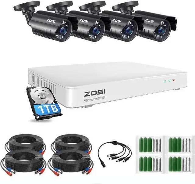 Main image of Gadpiparty ZOSI 1080P 8 Channel Security Camera System with 1TB HDD,H.265+ 3K Lite 8CH Security DVR Recorder with 4pcs 1920TVL 1080P Security Camera 3.6mm Lens 2.0MP CCTV Camera,Motion Alert,Remote A