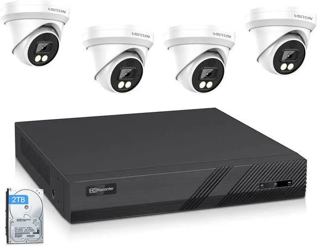 Main image of Gadpiparty VIKYLIN 8CH Security Camera System 2TB HDD, Full Function 4 x 4K 8MP Full Color Turret PoE IP Cameras 2-Way Talk, 2.8mm Lens,98Ft Night Color Vision,Smart AI Human/Vehicle Detection, 112°