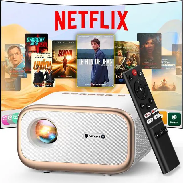 Main image of E1 Pro Netflix-Certified Smart Projector, 550 ANSI Lumens, WiFi Bluetooth, Auto Focus & Keystone, Native 1080P & 4K Support, Full-Sealed Optical Engine, Portable Home Theater for Indoor/Outdoor