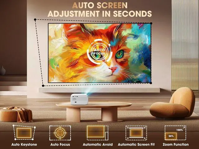 Alt view image 3 of 7 - E1 Pro Netflix-Certified Smart Projector, 550 ANSI Lumens, WiFi Bluetooth, Auto Focus & Keystone, Native 1080P & 4K Support, Full-Sealed Optical Engine, Portable Home Theater for Indoor/Outdoor