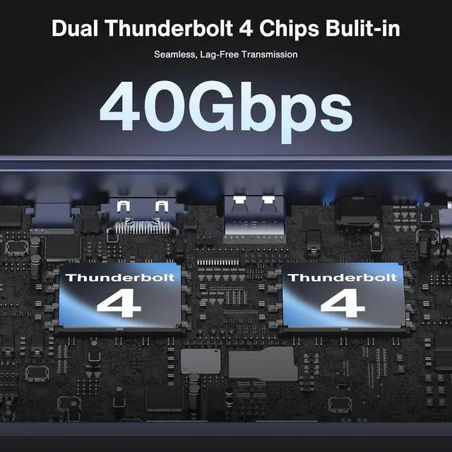 Alt view image 2 of 7 - iVANKY FusionDock Max 1 Dual Thunderbolt 4 Chips, 20-in-1 Quad 6K@60Hz Monitor MacBook Air Docking Station, 40Gbps Dock for MacM1/M2/M3/M4 Pro/Max, 2HDMI 2.0, 96W PD, 10Gbps USB, 2.5 GbE, SD/TF 4.0