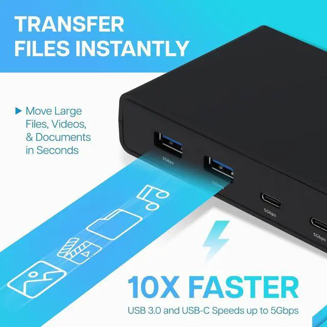 Alt view image 2 of 7 - VisionTek VT4510 Universal USB Dual Monitor Docking Station - 2x HDMI, 2x DisplayPort, 100W Power, 4x USB-A, 2x USB-C, Audio, Ethernet for Windows/ MacOS/ ChromeOS