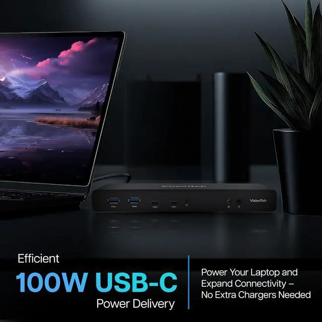 Alt view image 6 of 7 - VisionTek VT4510 Universal USB Dual Monitor Docking Station - 2x HDMI, 2x DisplayPort, 100W Power, 4x USB-A, 2x USB-C, Audio, Ethernet for Windows/ MacOS/ ChromeOS