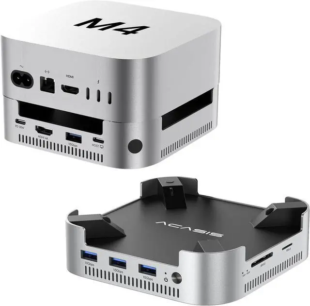 Main image of ACASIS Mac mini M4 Dock & Stand with Dual-Bay NVMe SSD Enclosure, Aluminum HDMI Hub for Mac mini M4 and M4 Pro 2024, 4K60Hz HDMI,4 X 10G USB A, PD 30W, SD/TF, Support SSD B+M M-Key