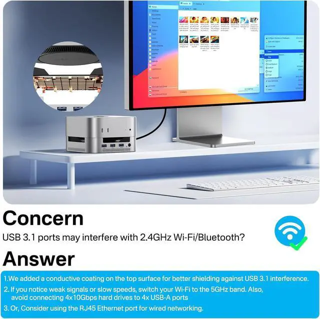 Alt view image 6 of 7 - ACASIS Mac mini M4 Dock & Stand with Dual-Bay NVMe SSD Enclosure, Aluminum HDMI Hub for Mac mini M4 and M4 Pro 2024, 4K60Hz HDMI,4 X 10G USB A, PD 30W, SD/TF, Support SSD B+M M-Key