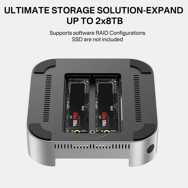 Alt view image 5 of 7 - ACASIS Mac mini M4 Dock & Stand with Dual-Bay NVMe SSD Enclosure, Aluminum HDMI Hub for Mac mini M4 and M4 Pro 2024, 4K60Hz HDMI,4 X 10G USB A, PD 30W, SD/TF, Support SSD B+M M-Key