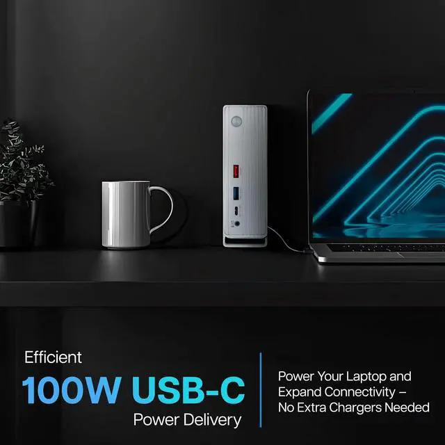 Alt view image 6 of 7 - VisionTek VT7100 11in1 Docking Station Triple Monitor 4k  x2 HDMI, x1 DisplayPort, 100W PD Port, x4 3.1 USB-A, x2 USB-C, Audio Jack, & Ethernet  Compatible with Laptops and PC