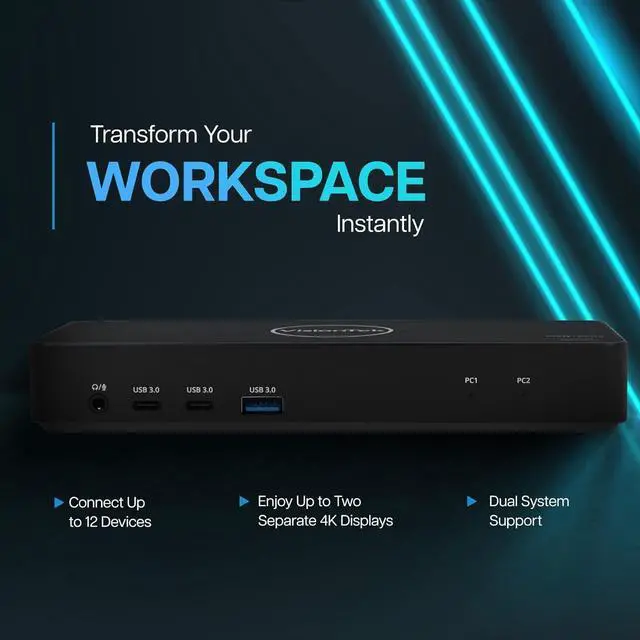 Alt view image 7 of 7 - VisionTek VT2900 12in1 USB-C Docking Station  KVM Switch Single Host  HDMI, DisplayPort, 100W PD Port, 3.0 USB Ports, Audio, Thunderbolt & Ethernet Port  Compatible Hub for Laptops & PC