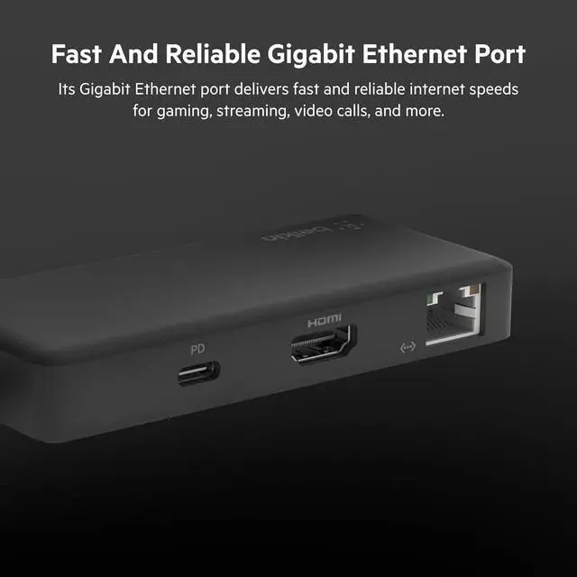 Alt view image 6 of 7 - Belkin 5-in-1 Powered USB-C & USB Hub, USB-C Docking Station w/ 2 USB-A Ports, 1 USB-C Port, Ethernet, & 4K HDMI Port, Compatible with MacBook, Chromebook & Other USB-C Devices