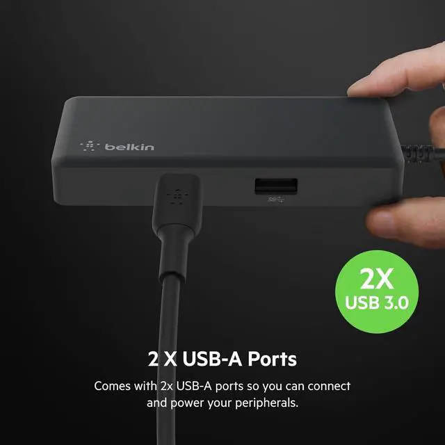 Alt view image 5 of 7 - Belkin 5-in-1 Powered USB-C & USB Hub, USB-C Docking Station w/ 2 USB-A Ports, 1 USB-C Port, Ethernet, & 4K HDMI Port, Compatible with MacBook, Chromebook & Other USB-C Devices