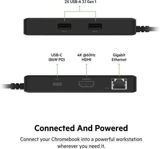 Alt view image 7 of 7 - Belkin 5-in-1 Powered USB-C & USB Hub, USB-C Docking Station w/ 2 USB-A Ports, 1 USB-C Port, Ethernet, & 4K HDMI Port, Compatible with MacBook, Chromebook & Other USB-C Devices
