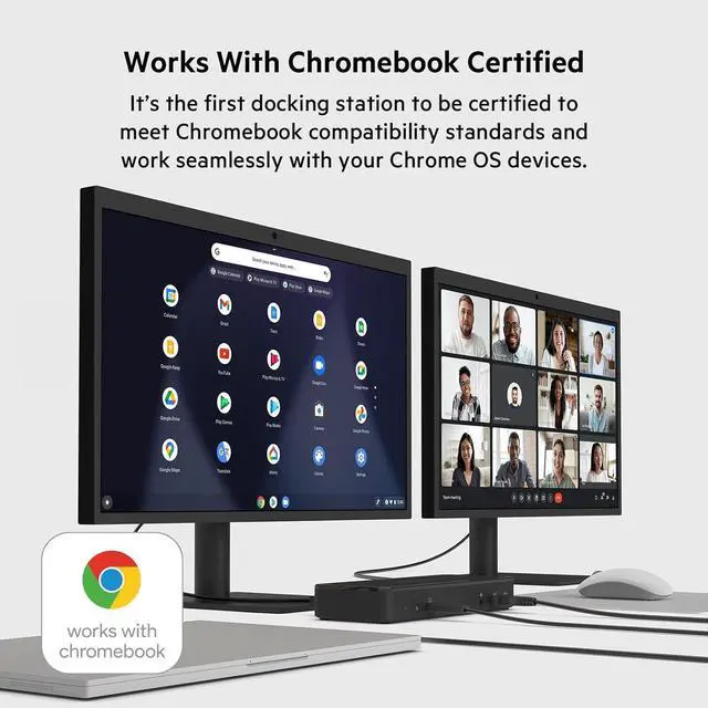 Alt view image 5 of 7 - Belkin USB C Docking Station 65W, Type C Hub - Supports Multiple Displays with HDMI 2.0, DisplayPort, USB C Ports, USB A Ports, and Gigabit Ethernet Port - Dual Monitor 4K for Chromebook and More