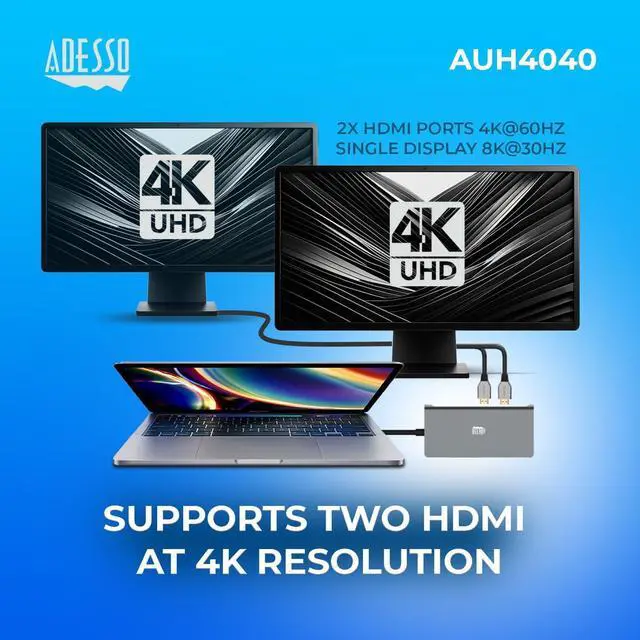 Alt view image 3 of 7 - USB C Docking Station Multiport Adapter Dongle Type C Hub 2 HDMI Support 8K, RJ45 Ethernet Port, 100W PD Charging, 3*USB, SD/TF Card Reader for MacBook Windows Laptop (TAA Compliant)