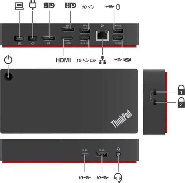 Alt view image 3 of 6 - Lenovo USB-C Dock (Windows Only) 40B50090