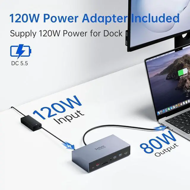 Alt view image 7 of 7 - Selore&S-Global Displaylink Docking Station 3 Monitors for MacBook M1/M2/M3/Windows, Dual Triple Display Link USB C Dock with 3 HDMI, 2 DP, DC Power, USB A&C, EthernetDC Power for Dell/HP/Lenovo