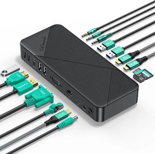 Main image of TG20 Powered USB-C Docking Station with Multi Ports - Dual/Triple Monitor Display, PD60W, 1Gbps Ethernet, 4K 60Hz HDMI DP, VGA - for Windows Laptops