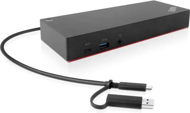 Alt view image 2 of 4 - Lenovo ThinkPad Hybrid USB-C and USB-A Dock with 90W 4K, HDMI, DisplayPort Bundled with Desk Mount Dual Monitor Stand, MK270 Wireless Keyboard & Mouse, Gel Mouse & Wrist Pad