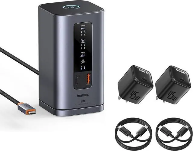 Main image of Baseus Docking Station, Spacemate(Win) 11 in 1 & Baseus 45W USB C Charger Block 2 Pack