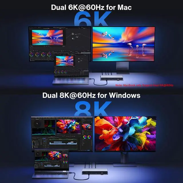 Alt view image 4 of 7 - iVANKY Thunderbolt 5 Dock FusionDock Pro 3 Docking Station 11-in-1 Hub Single 8K, Dual 6K@60Hz for MacBook M1/M2/M3/M4 Pro/Max, Triple Display for Windows TB5/4, 180W Power, 120Gbps, 2.5GbE