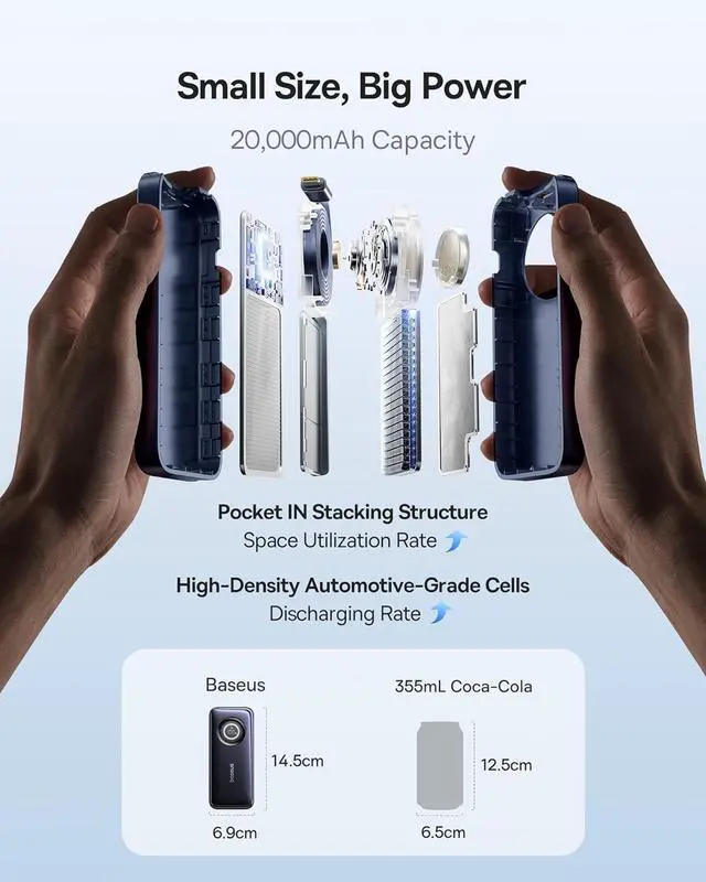 Alt view image 4 of 7 - Baseus Docking Station Dual Monitor Bundle with Enercore Power Bank, 20000mAh Fast Charging Portable Charger Built-in 67W Retractable USB-C Cable, 10Gbps 10 in 1 Docking Station