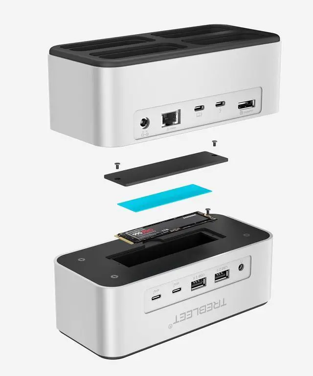 Alt view image 5 of 6 - 13 in 1 Professional Docking Station with 4 Expansion Slot; USB4 hub Compatible for Mac Windows Thunderbolt 4/3; with 60W PD, 2X USB-C, 2X USB-A, DisplayPort, 2.5 Gigabit Ethernet, Audio, NVMe Slot
