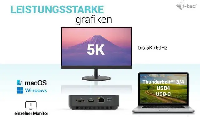 Alt view image 5 of 7 - i-tec USB-C HDMI Dual DP Docking Station 100W + Universal Charger 100W