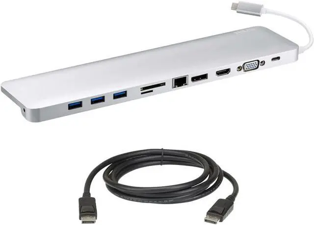 Main image of ATEN UH3234 Docking Station USB-C Input to HDMI or DisplayPort, White, 4K Single or 1080P 2 Monitors, 10 Devices with 2m DisplayPort rev.1.4 Cable 2L-7D02DP Bundle