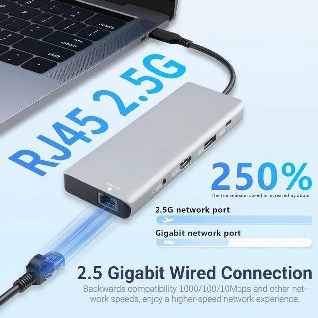 Alt view image 7 of 7 - 10-in-1 USB C Docking Station, 140W PD3.1, 8K HDMI 2.1, DP1.4, 2.5G Ethernet, USB 3.2 10Gbps, SD/TF, Audio Jack, Dual 4K@60Hz Display Hub for MacBook, Windows, Steam Deck, Switch (UC-U4)