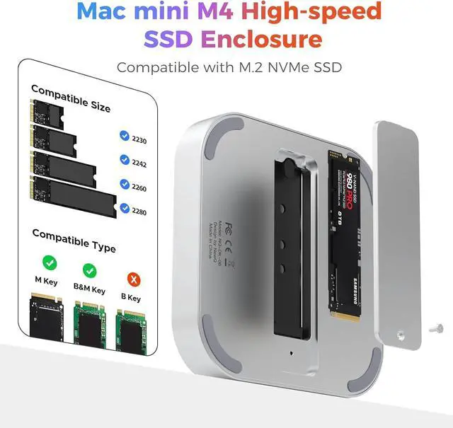 Alt view image 3 of 7 - Mac Mini M4 Dock with 40Gbps M.2 NVMe SSD Enclosure and USB C Docking Station Dual Monitor
